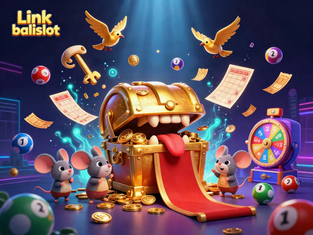 Engage with the vibrant Link balislot scene filled with colorful lottery elements and adventurous characters.