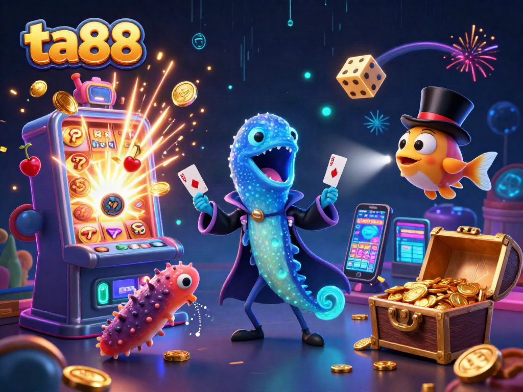 Experience the thrill of ta88 with a vibrant casino scene featuring playful sea creatures and exciting game elements.