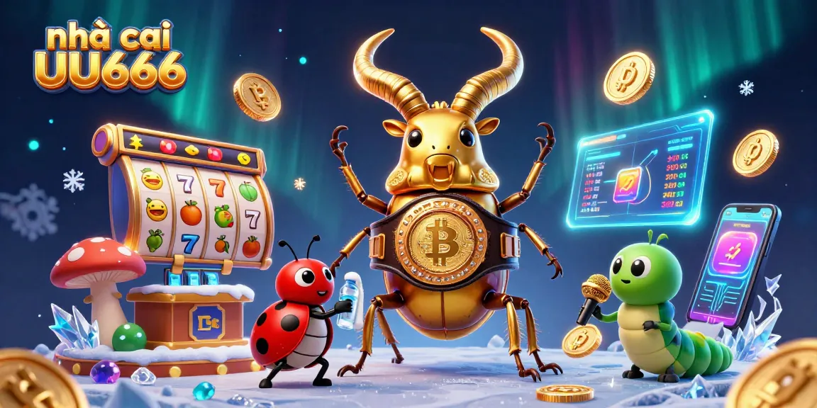 Engage with the rich environment of nhà cái UU666 featuring dynamic slot elements and mascot characters in an immersive 3D scene.