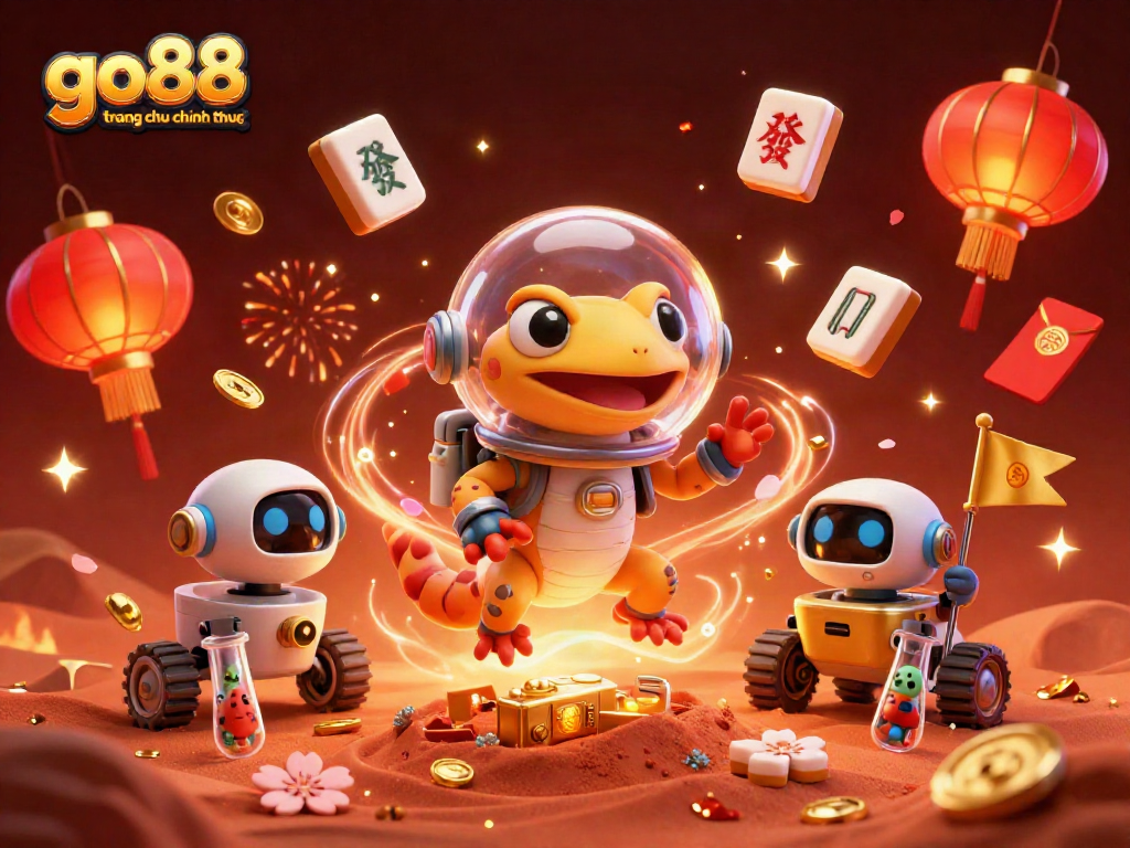 Enjoy the vibrant go88 trang chu chinh thuc casino scene with animated Martian characters and gold accents.