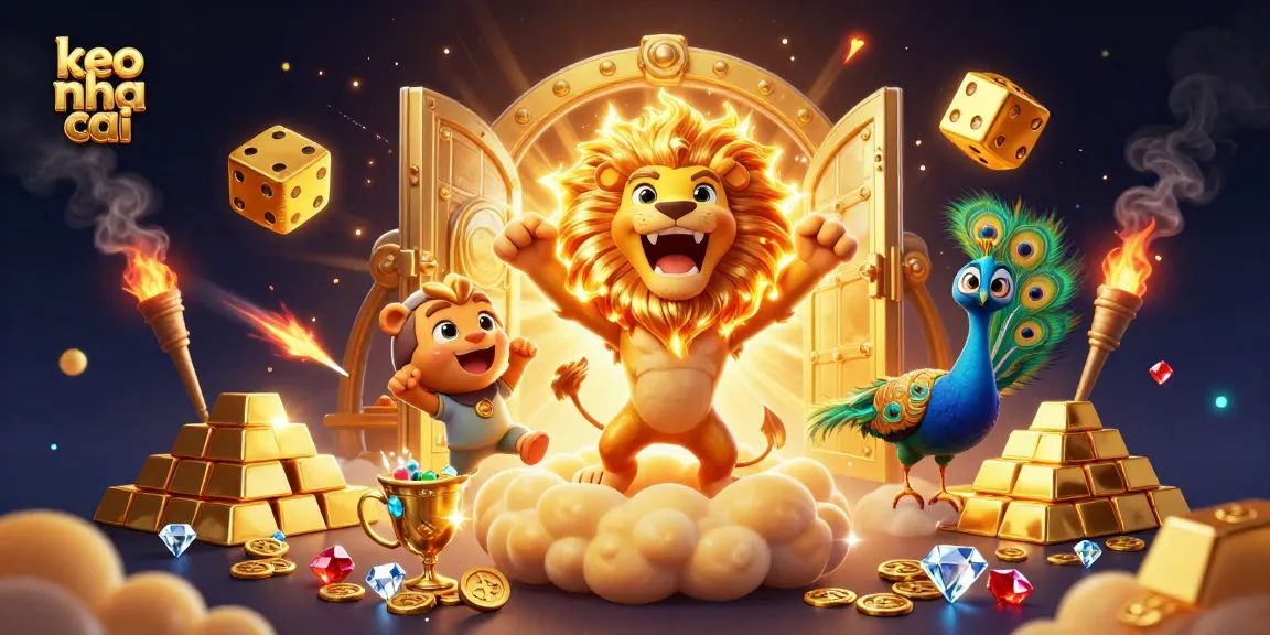 Experience thrilling keo nha cai action with golden lions and dynamic casino elements.